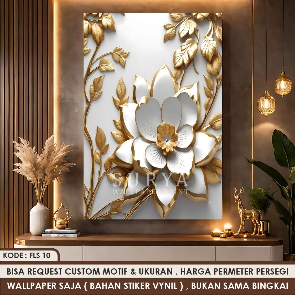 Wallpaper Stiker Motif Bunga Putih Realistis 3D Wallpaper Dinding Bunga Kekinian