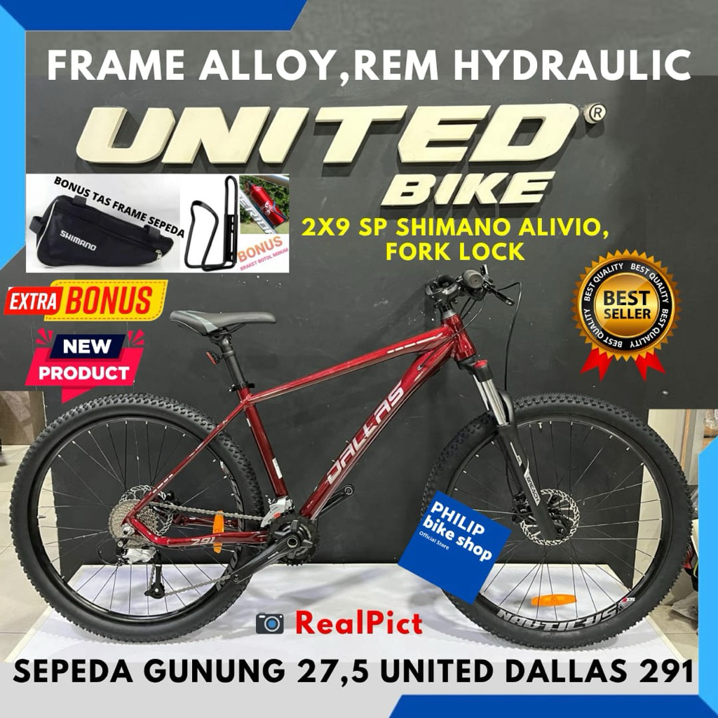Sepeda Gunung MTB United Dallas 291 Frame Alloy New