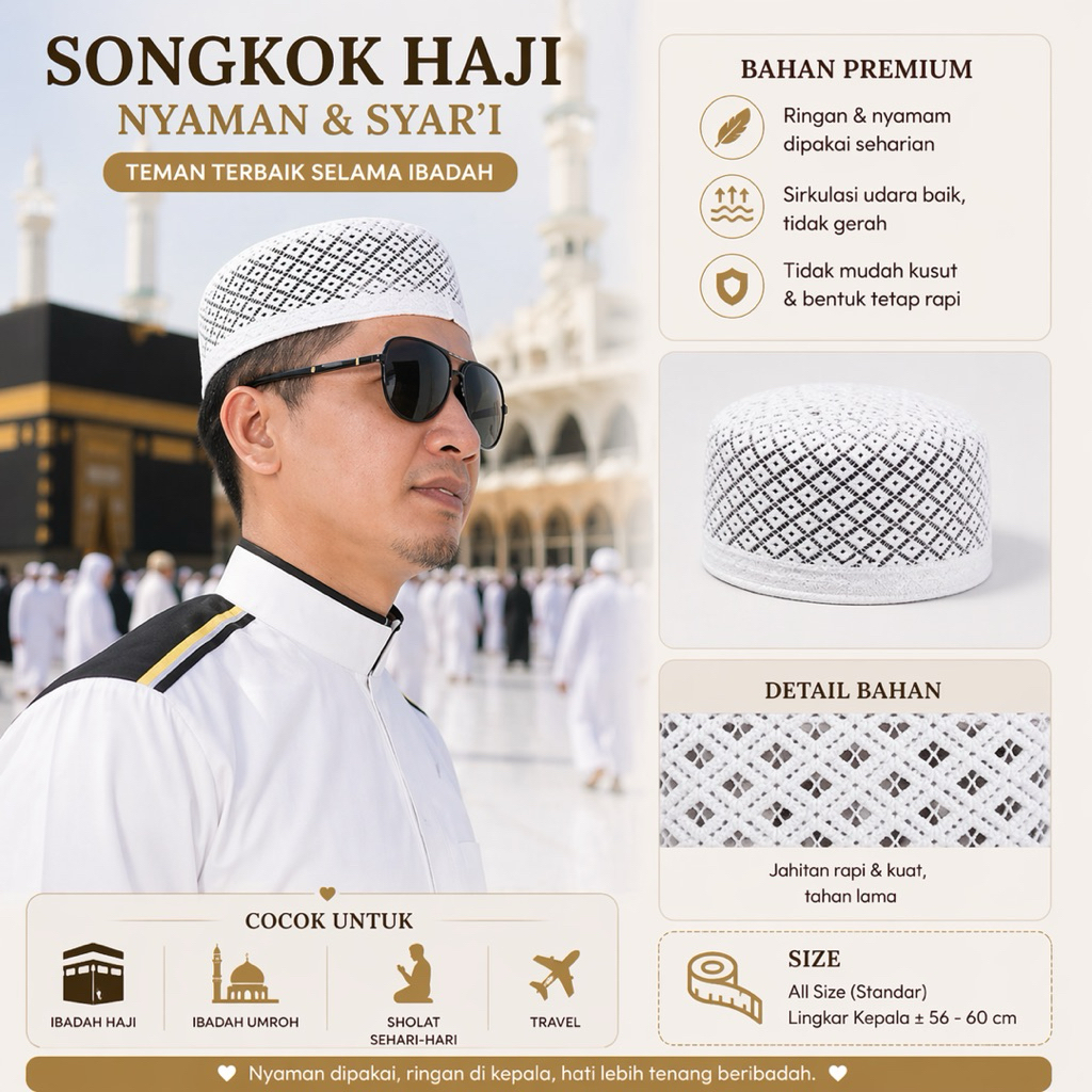 Peci santri Jaring putih