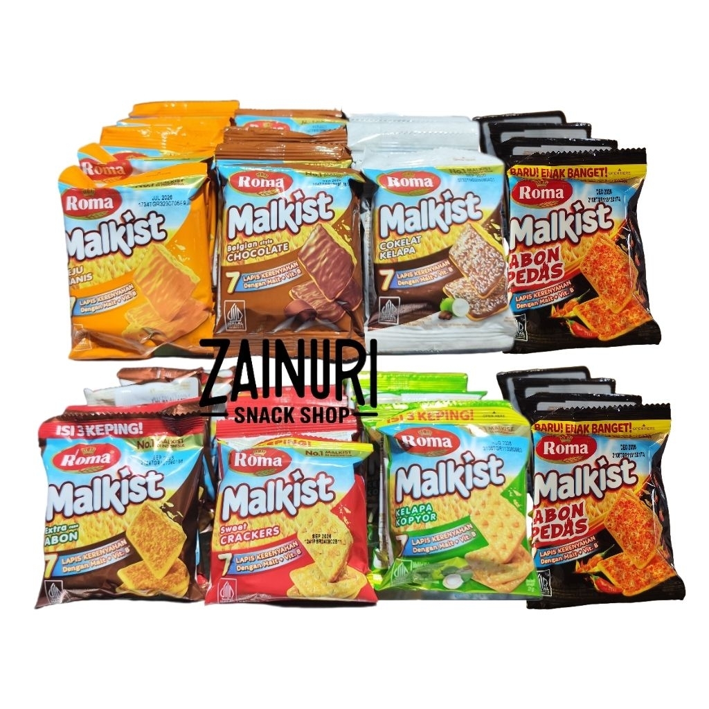 Roma Malkist Renteng Isi 10 Pcs - Biskuit Crackers Aneka Rasa (Cokelat / Abon / Keju / Kelapa)