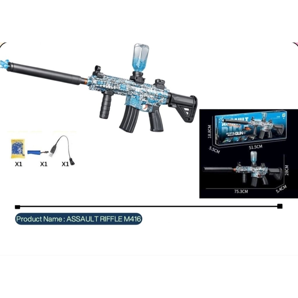 MAINAN PISTOL GEL M416 / WATER GUN BLASTER WGB 9391