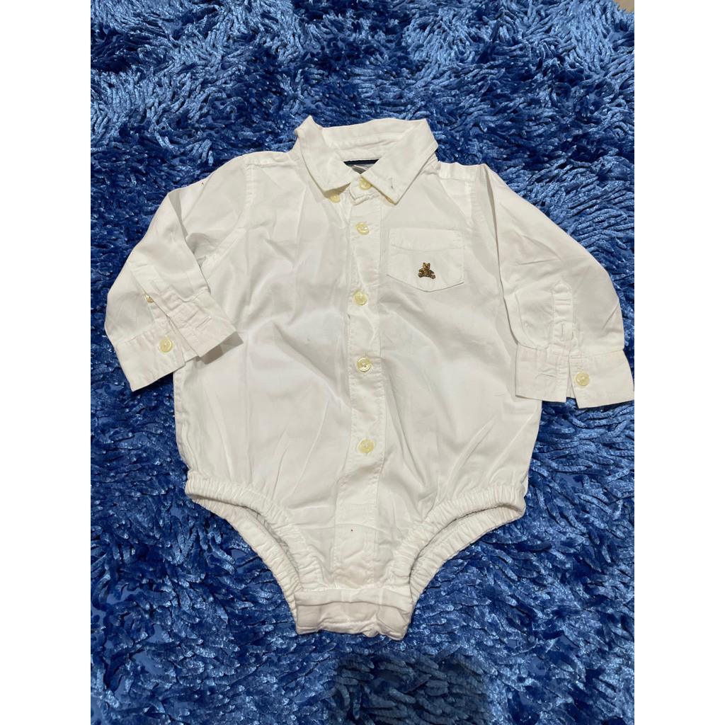 JP kemeja lengan panjang putih gentong baby gap 6-12 bln LIKE NEW / kaos kerah abu baby gap tag 110/