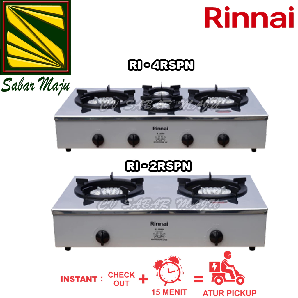 Rinnai Kompor Gas Komersil Low Pressure RIRSP 2 Tungku Dan RI4RSP 4 Tungku Stainless Steel