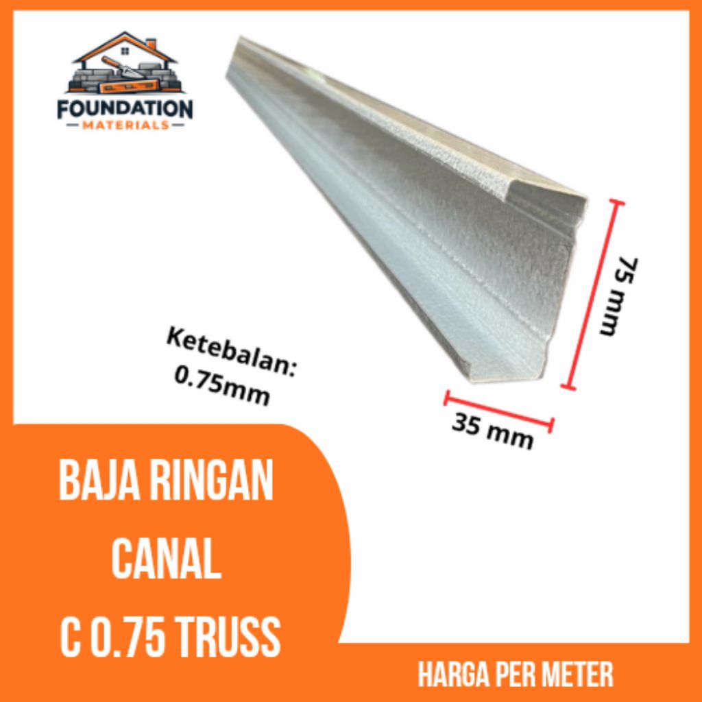 Baja Ringan Canal Truss C 0.75mm, Harga per 100cm