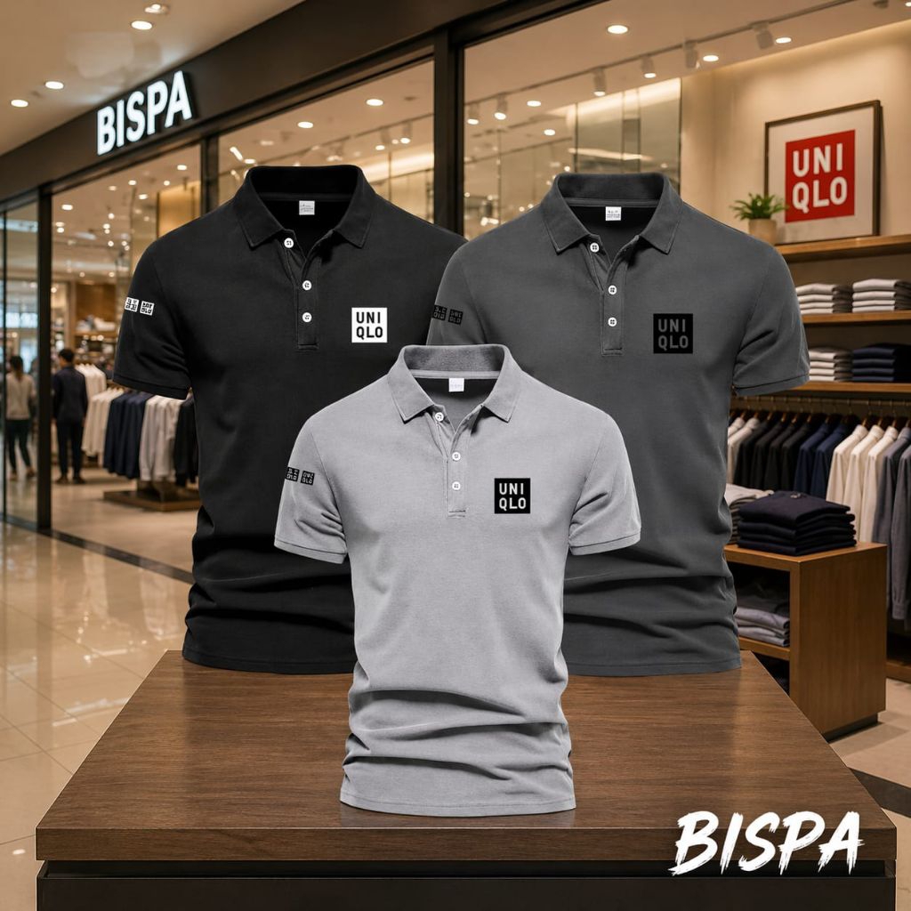 PAKET Isi 3 PCS [ Bisa COD ) Polo-Kaos Kerah Bahan Tebal Katun - Kaos Kerah Distro Cowok Cewek Brand