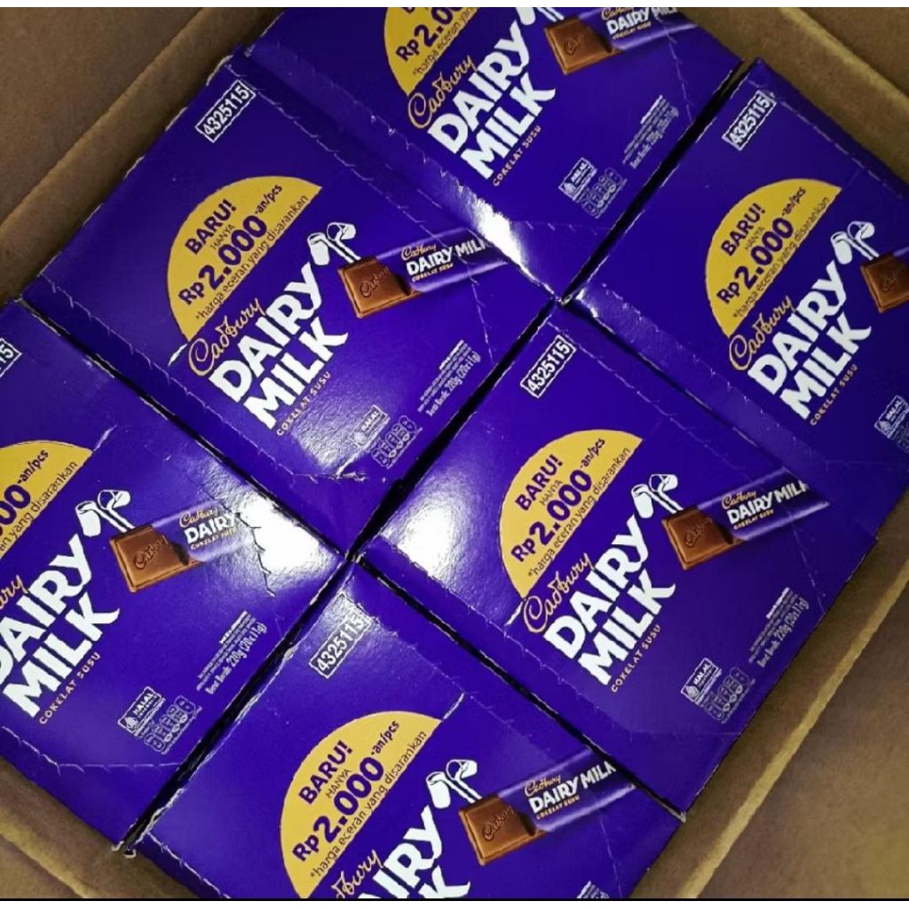 Coklat Cadbury Dairy Milk Made in Singapore (@11 Gram x 1 Box Isi 20 Pcs )