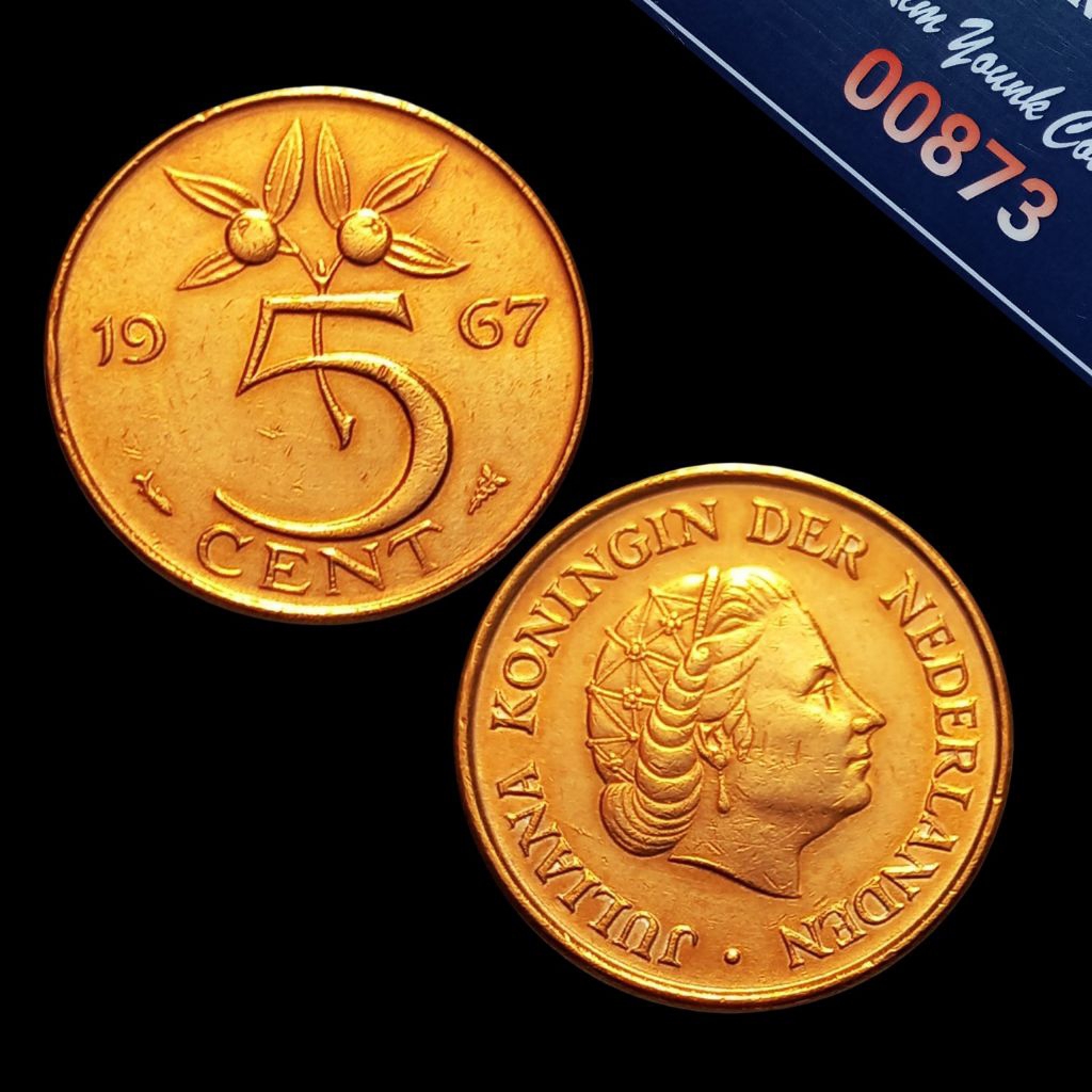 UKA067Coin 5 Cent (BELANDA) Ratu Juliana Thn 1967 Detail Bagus Sesuai Difoto