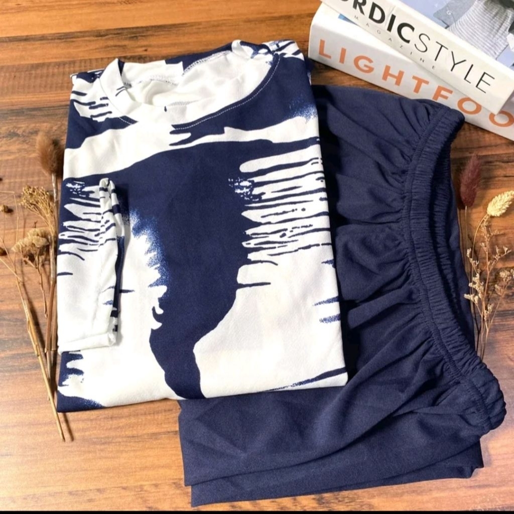 setelan wanita motif setelan tunik / SETELAN JUMBO /one set kekinian/setcel