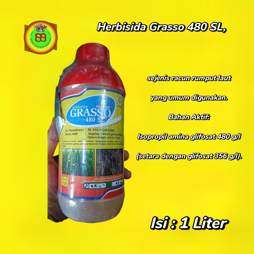 Herbisida Grasso 480 SL, produk pembasmi gulma sistemik. kemasan 1 Liter