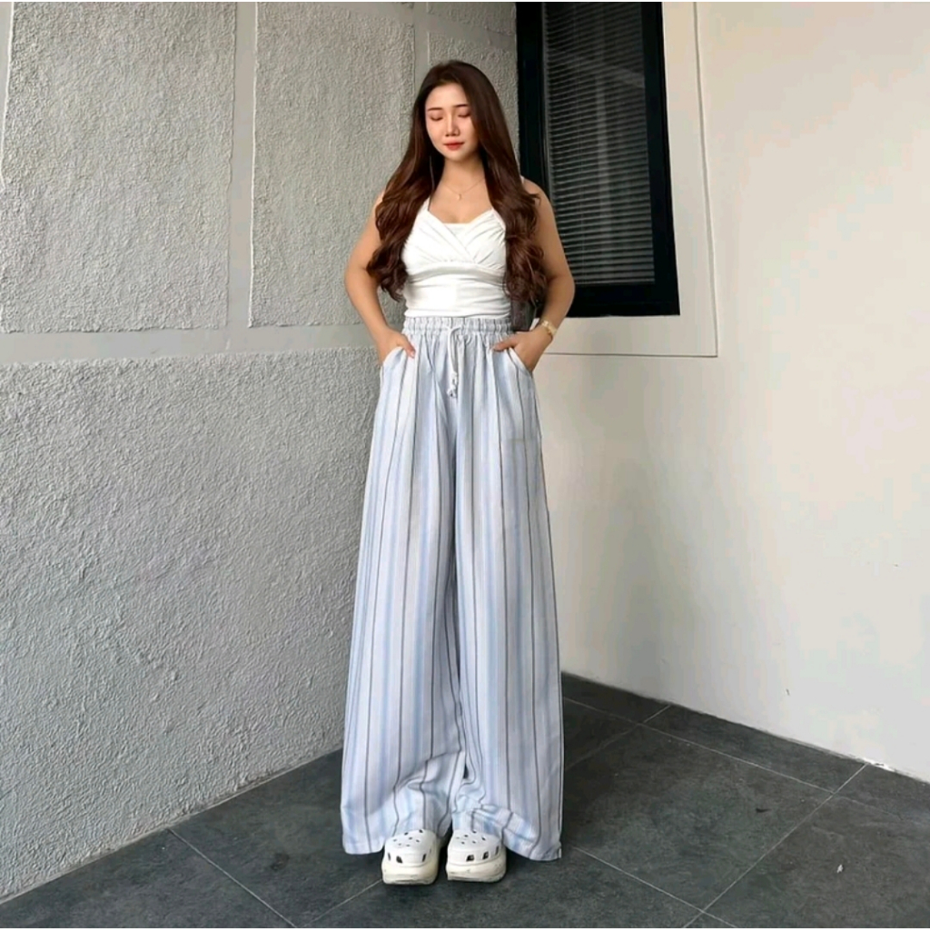 EVERYDAY PANTS - Celana Kulot Strip Pants - Celana Panjang Wanita Highwaist - Kulot Pinstripe
