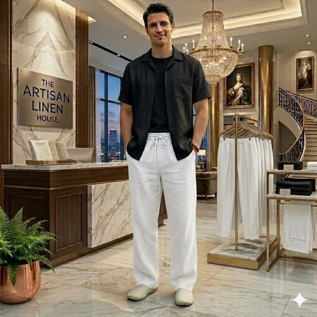 celana Regulee pria linen Celana panjang pria katun linen