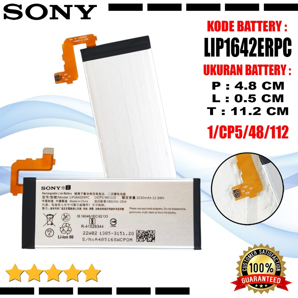 Baterai Original Sony Xperia XZ Premium XZP G8141 G8142 G8188 SO-04K SO-04J Battery LIP1642ERPC Batr