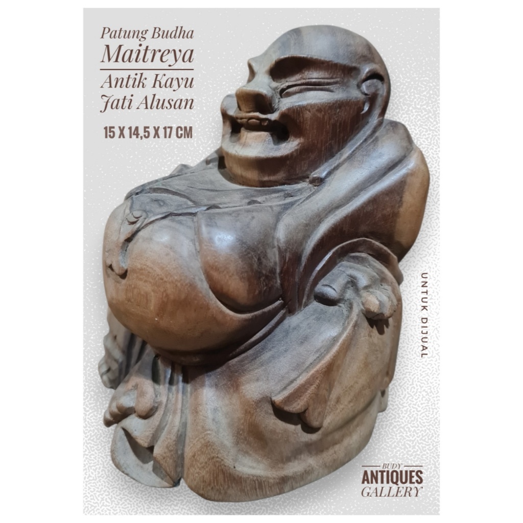 Patung Budha Maitreya Antik Jati Alusan