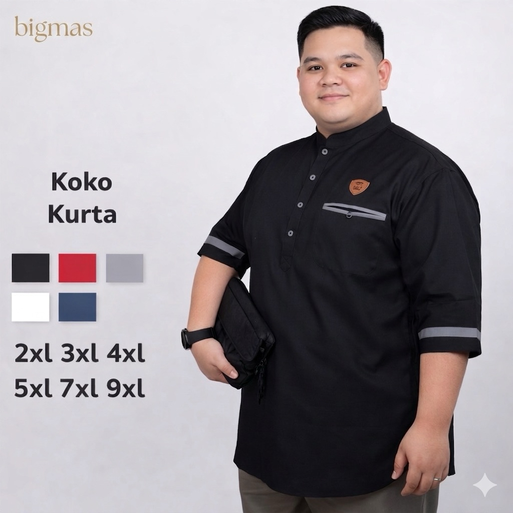 Baju Koko muslim pria big size lengan pendek jumbo ukuran XXXL XXXXL 5XL 7XL 9XL