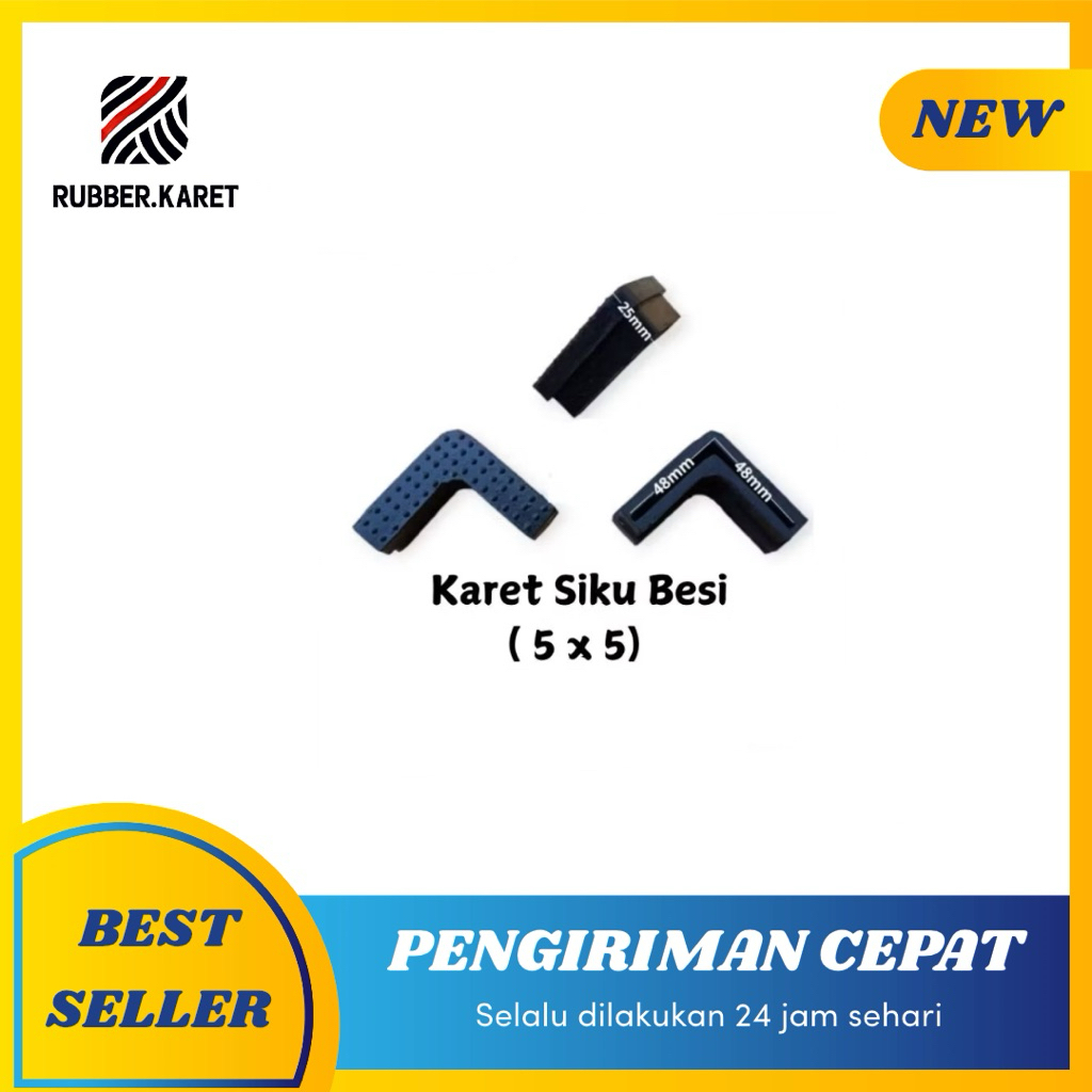 karet siku 5x5 karet rak besi siku