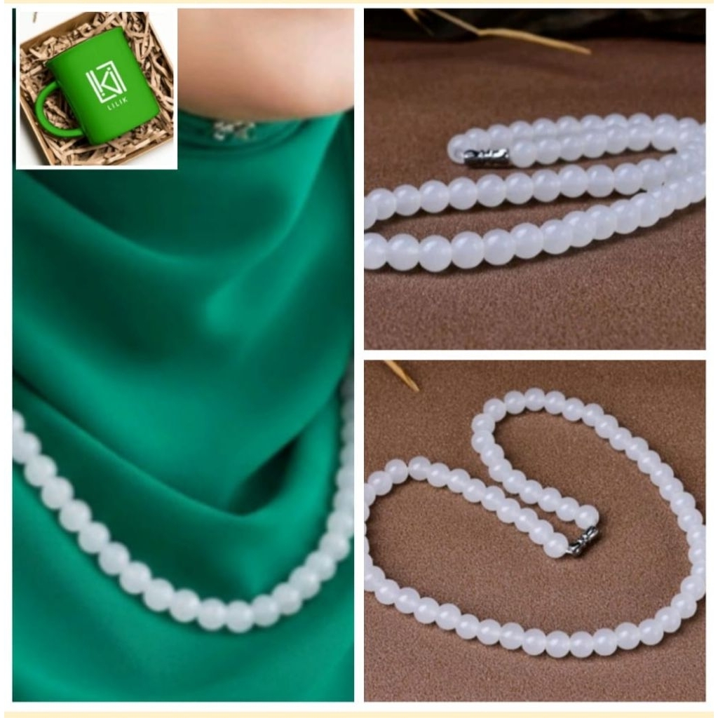 KALUNG GIOK PUTIH HENTIAN 8mm ORIGINAL NATURAL ASLI GIOK