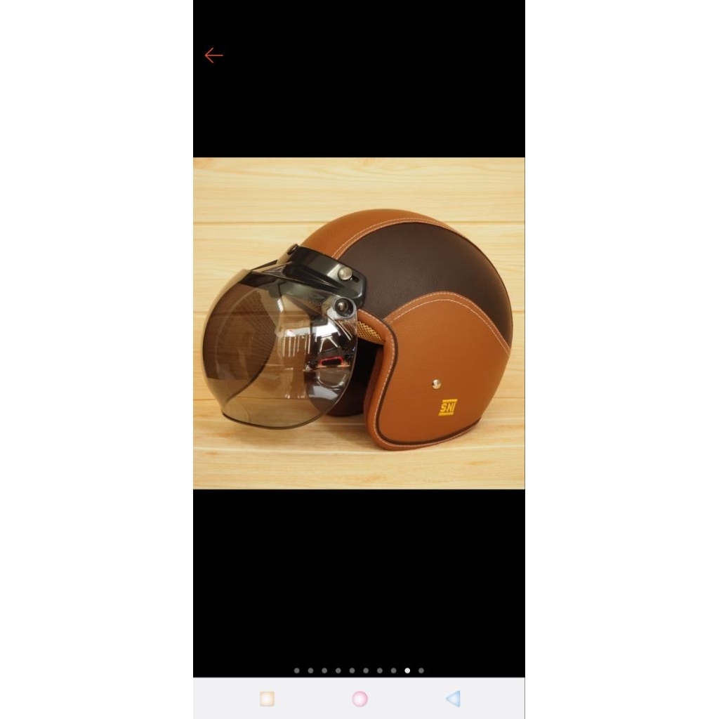 Bogo Helm Boggo Classic Glossy SNI - Desain Retro, Warna Coklat Tua, Kaca Cembung