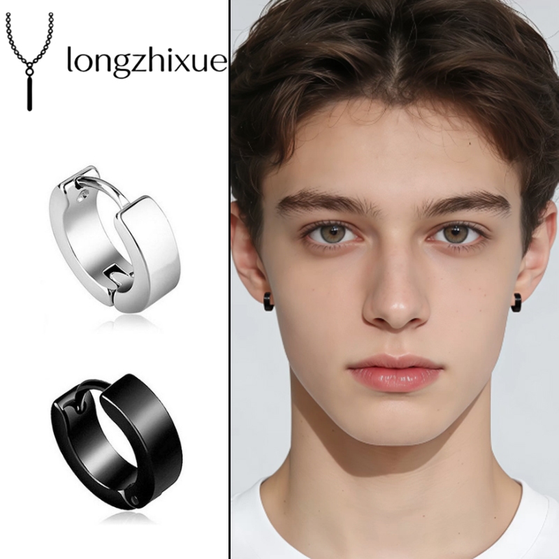 Anting jepit berbahan baja titanium gaya Korea, cocok untuk pria yang tidak memiliki tindik telinga;