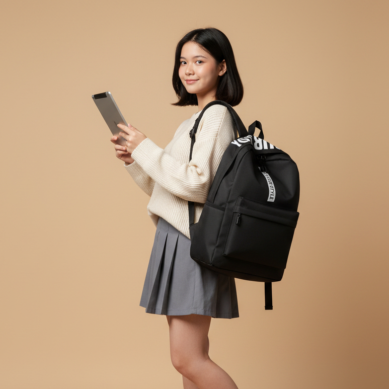 POLO FELIX - Tas Ransel Wanita Tas Sekolah Tas Gendong Anak Tas Kerja Tas Simple Polos BYS