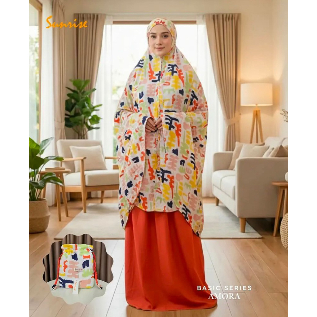Mukena Sunrise  - Amora - Mukena Dewasa Rayon Premiun - Jumbo