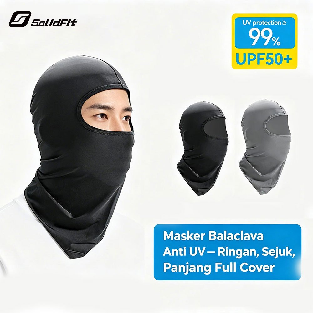 SOLIDFIT Masker Ninja Panjang Balaclava Face Mask Anti UV Ice Silk Motor Helm Full Cover Kepala Waja