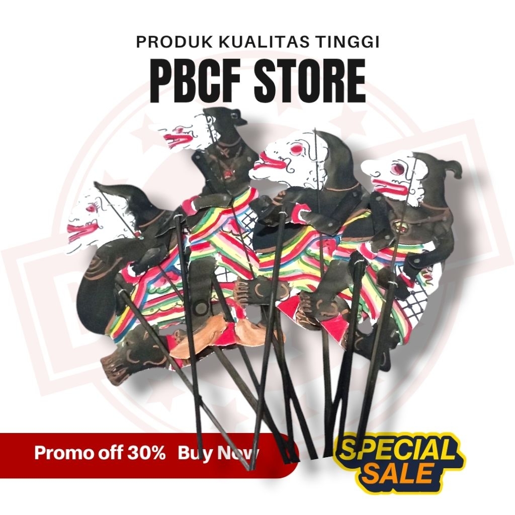 PBCF STORE 1 Set wayang karton Punakawan, Semar, Gareng, Petruk dan Bagong, wayang mainan, wayang mu