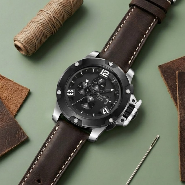 Tali Jam Tangan Alexandre Christie Kulit Asli - Strap Jam Alexandre ChristiePria Kulit Sapi