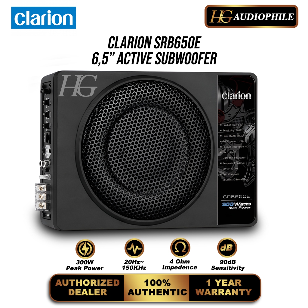 Clarion SRB650E Active Subwoofer 6.5" Inch Sub Kolong Aktif Ultra Thin 150 Watt