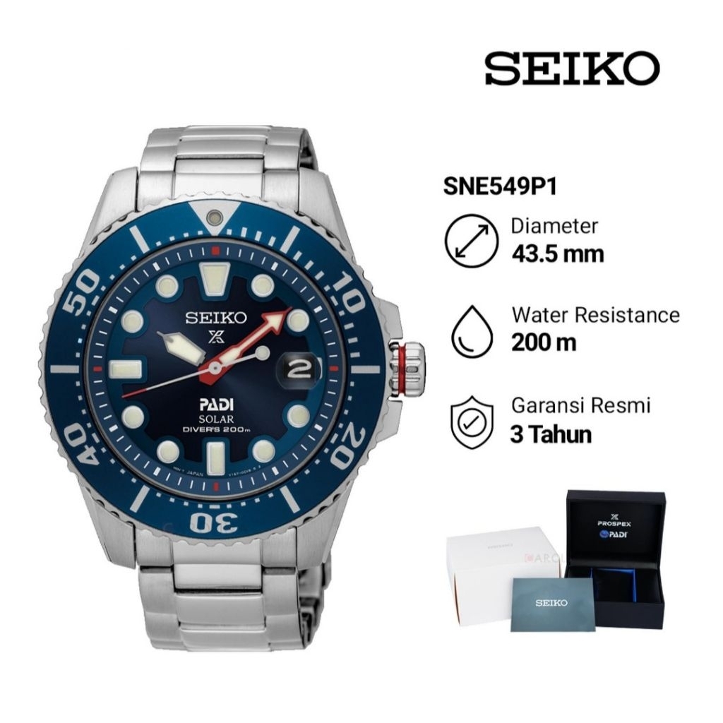 Seiko Prospex SNE549P1 Padi Solar Divers 200M Jam Tangan Pria Original