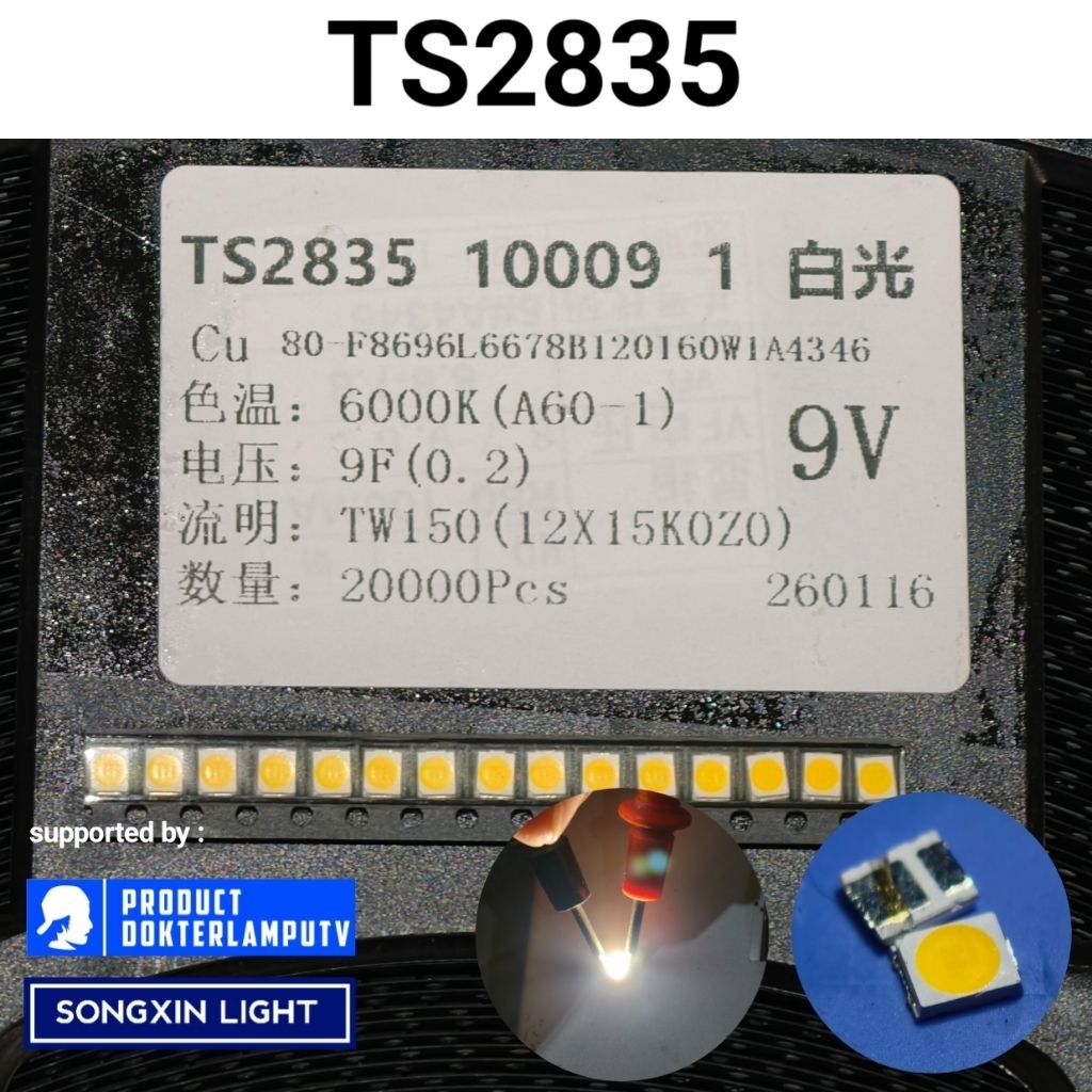 Led smd 9v TS 2835 1w putih daylight 6000k