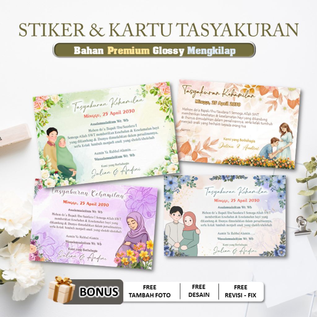 cetak sticker tasyakuran kehamilan | stiker tasyakuran