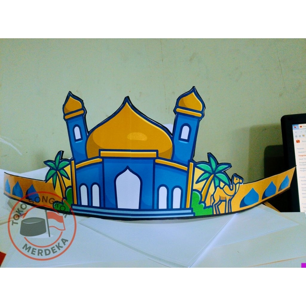 Peci mahkota masjid takbiran hiasan ikat kepala takbir keliling siger