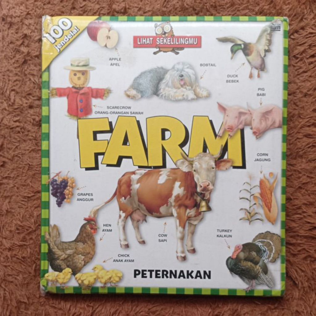 Buku 100 Jendela Lihat Sekelilingmu Farm - Boardbook Farm | Boardbook Flipflap | Buku Anak Preloved