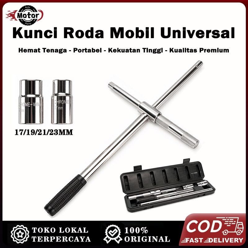 moyamoyi Kunci Palang Ban Mobil Teleskopik 4 in 1 Sok 17 19 21 23 Kunci Roda Besi Berat Untuk Mobil