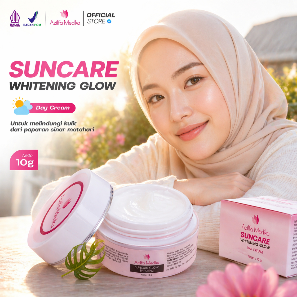 Azilfa Suncare whitening glow Melindungi dari sinar UV Mencegah kulit jadi gelap Mencerahkan dan bik