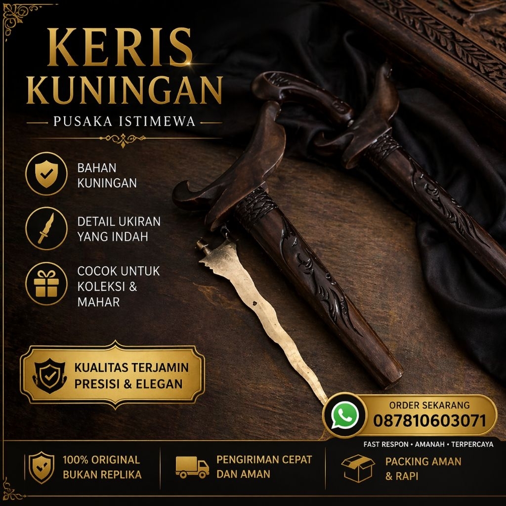 keris kuningan mini lapadz kecil ukiran kayu