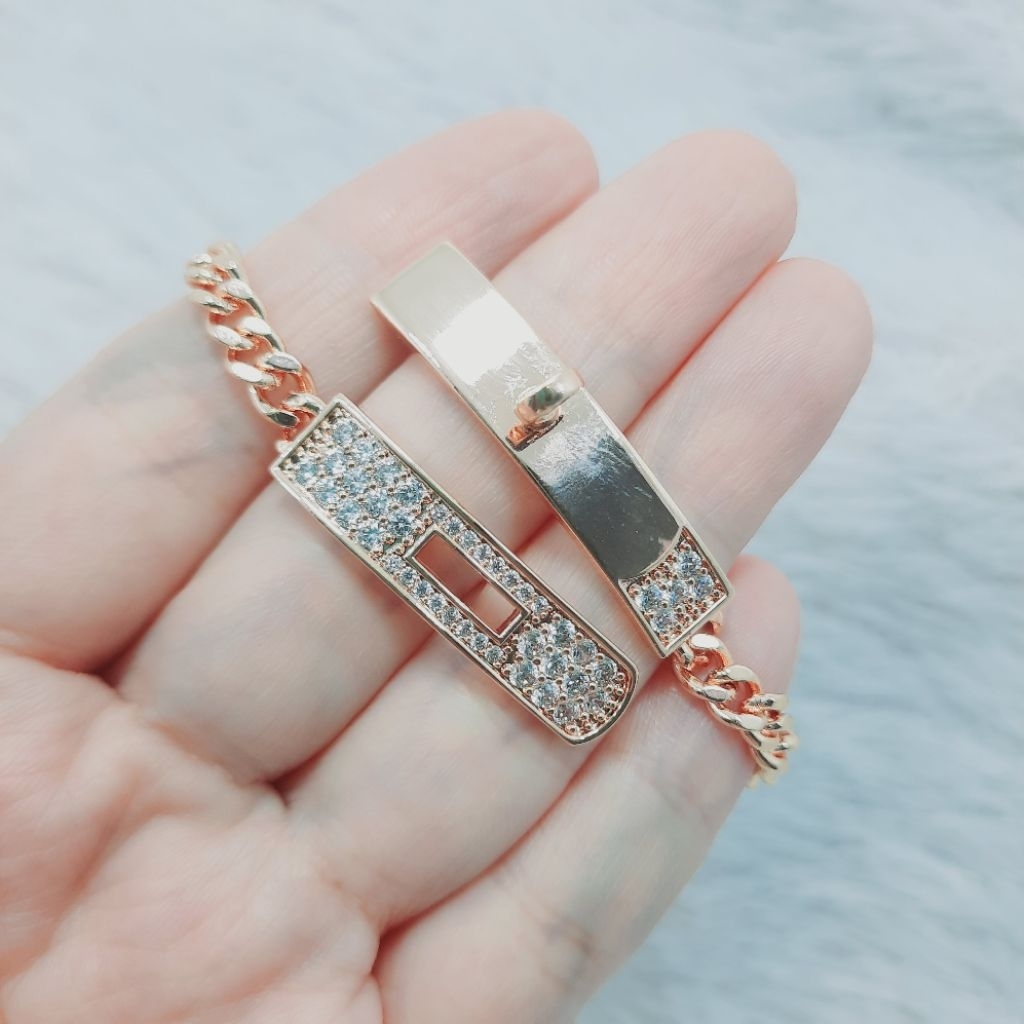 GELANG WANITA RANTAI SISIK NAGA MODEL GESPER/RANTAI KUNCI GEMBOK PREMIUM ROSEGOLD ET.92