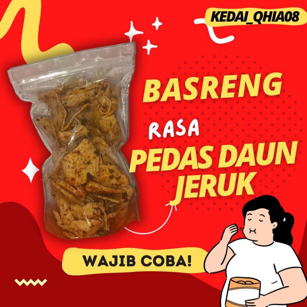 Basreng pedas asin daun jeruk