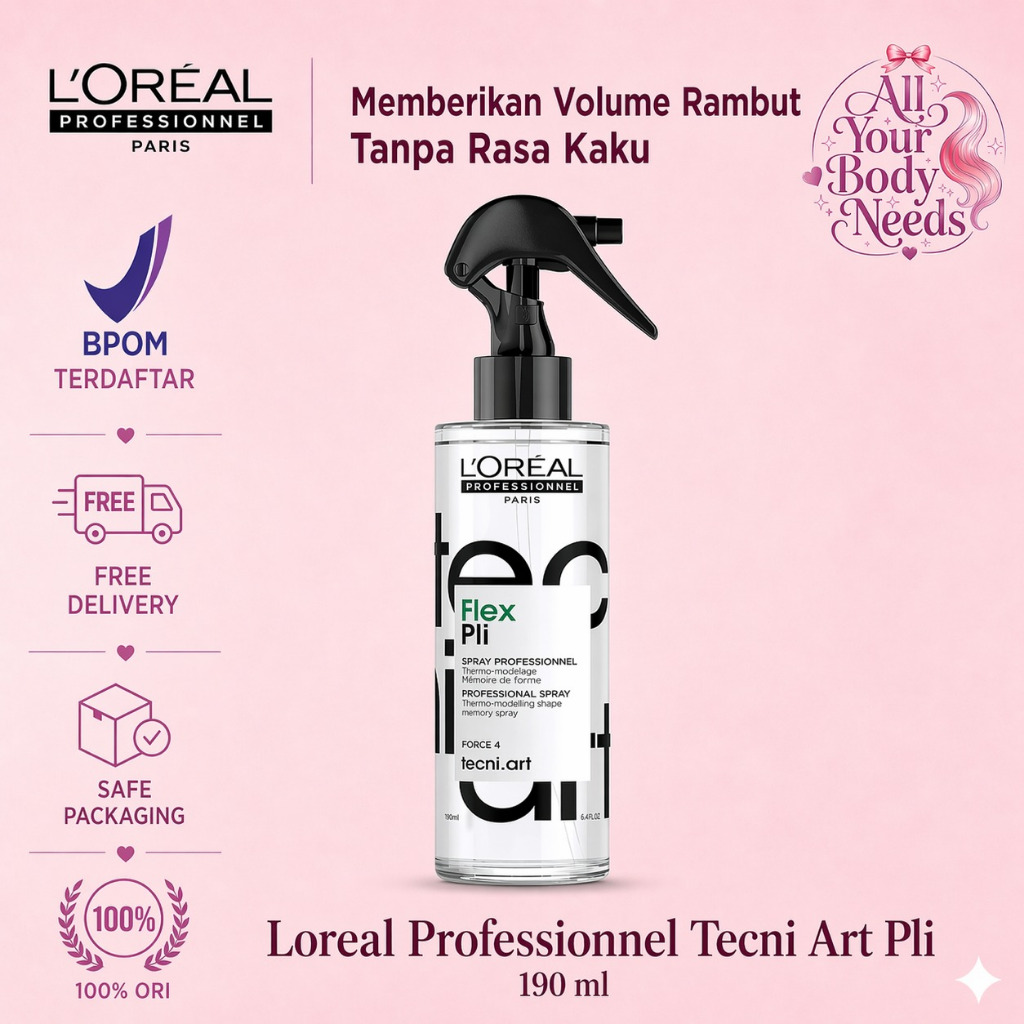 Loreal Tecni Art Pli 190ML Hairspray Rambut Bervolume loreal pli  loreal pli thermo modelling spray  hairspray rambut