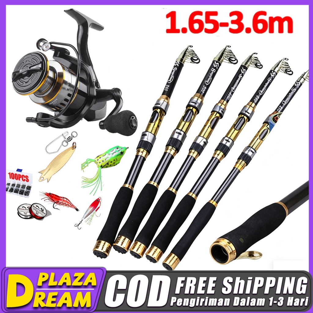 Beli 1 Dapat 10 Joran Pancing Carbon 1 Set 1.65M-3.6M Satu Set Reel Pancing Joran Pancing 1 Set Alat