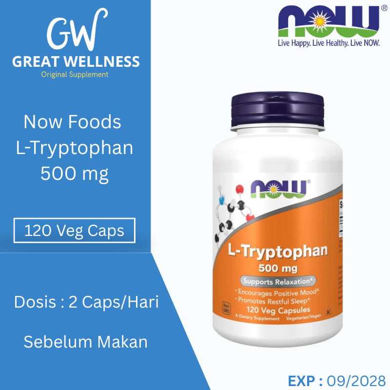 (BISA COD) Now Food L Tryptophan 500mg 120VegCap Tidur Nyenyak Now Tryptophan USA