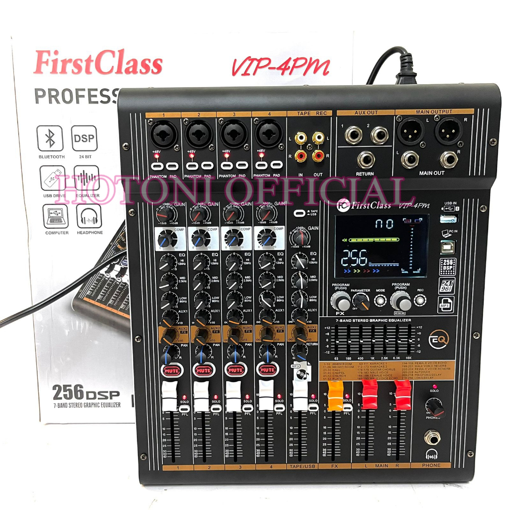 Power Mixer Audio Firstclass VIP 4PM 4channel Original Dengan Compressor Power Mixer VIP4 PM , 256 D