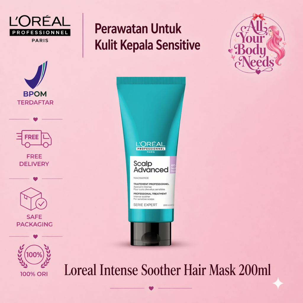 Loreal Intense Soother Scalp Advanced Hair Mask 200ml Merelaksasi Kulit Kepala Treatment Kulit Kepala Sensitif Perawatan Kulit Kepala