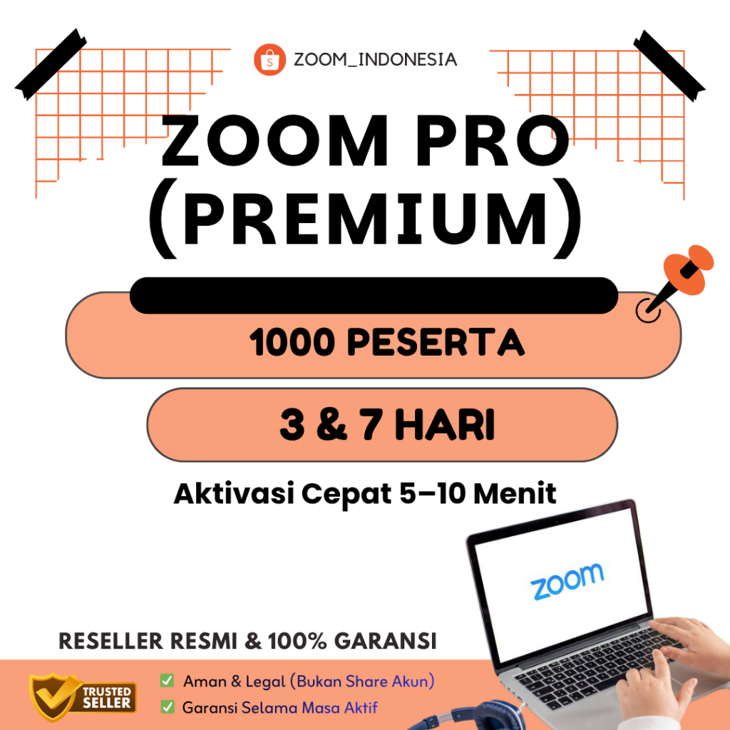 Zoom Meeting Premium Pro 1000 Peserta 3 & 7 Hari Full Fitur Lengkap