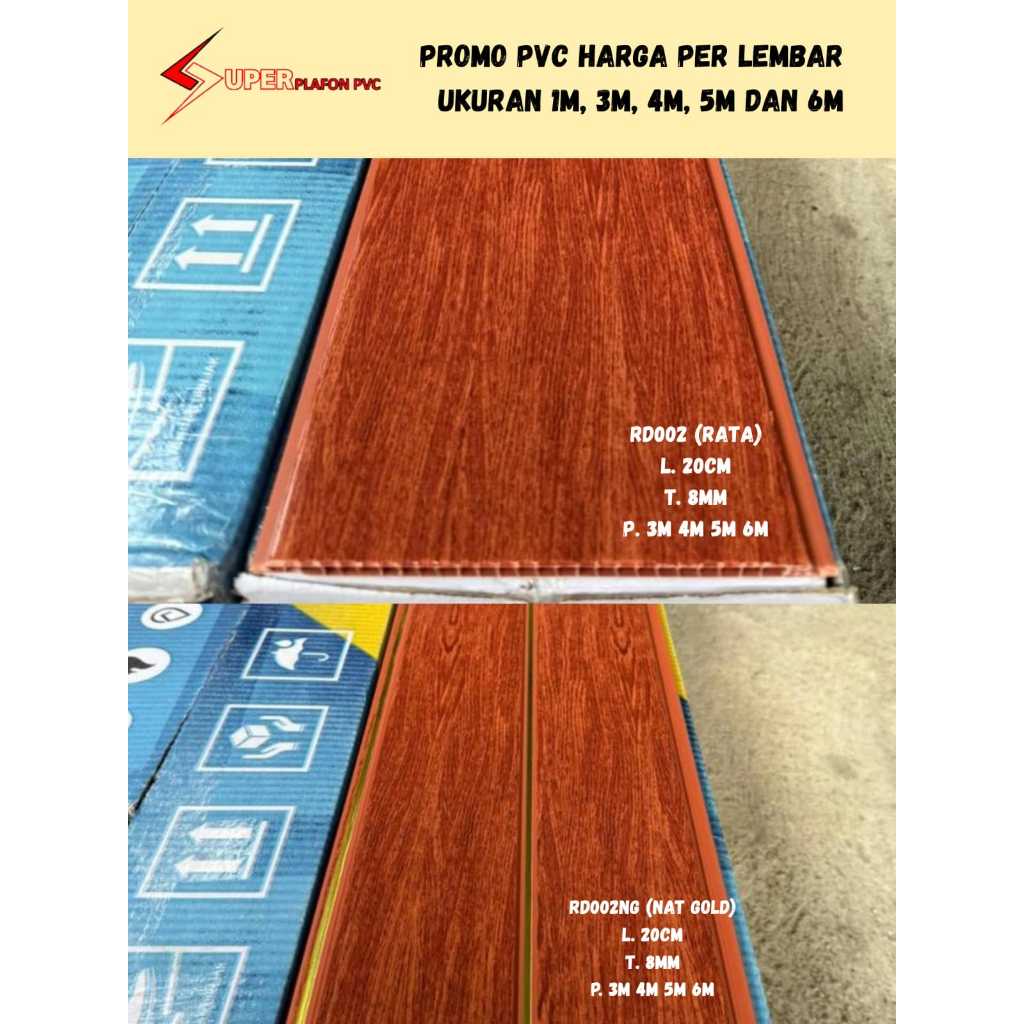 [PROMO] Per Lembar Plafon Pvc Glossy Serat Kayu Coklat Rata dan Nat Harga Per Lembar Plavon Pvc Sera