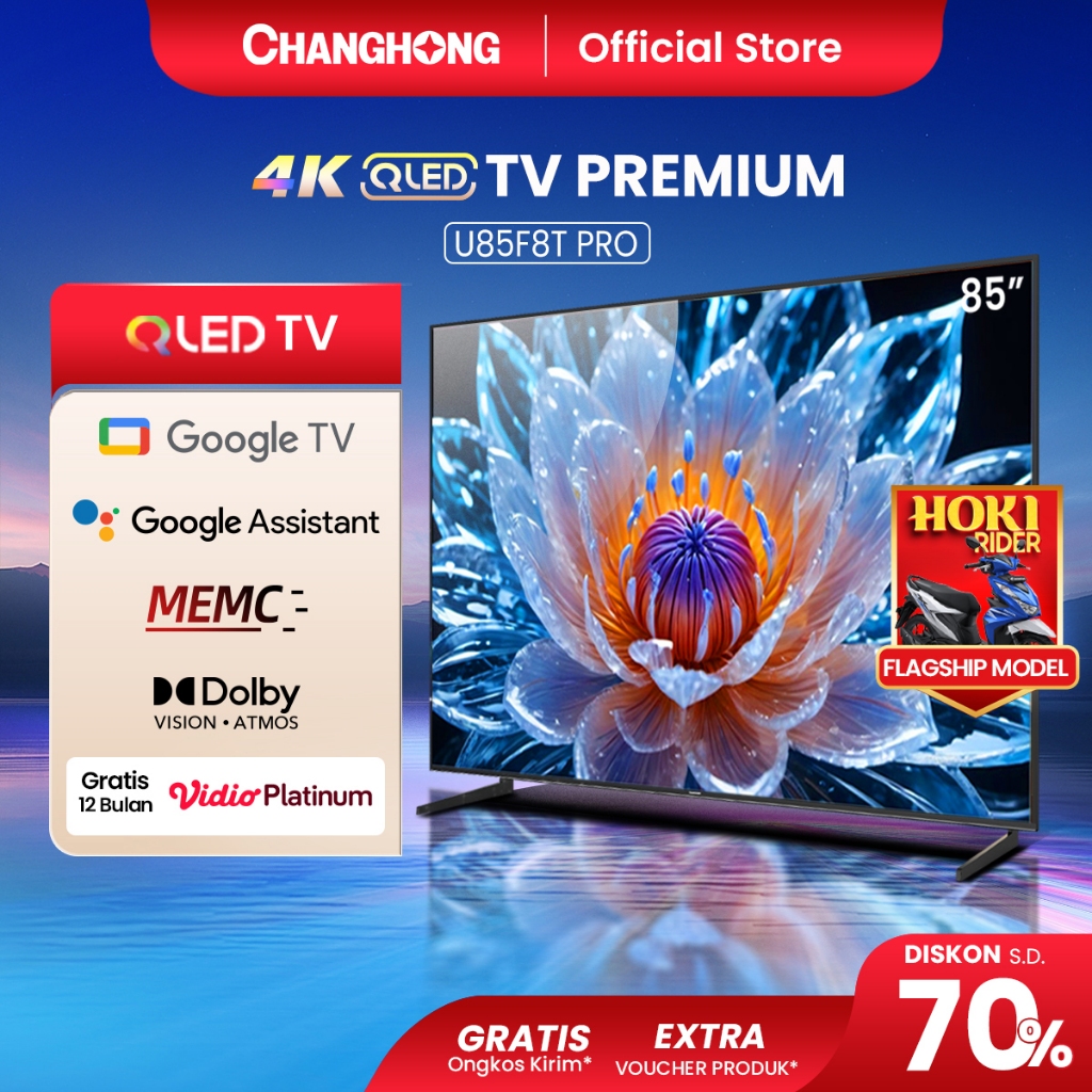 Changhong TV 85inch Google TV Smart TV 4K UHD-MEMC-Dobly Atmos-Dolby Vision Google Assistant Digital