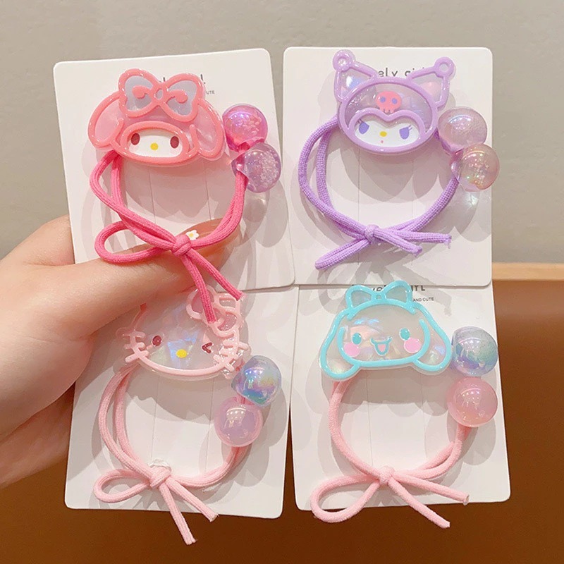 Ikat Rambut Aksesoris Cristal Lucu / Karet Elastis Karakter Transparant Motif Sanrio - READY MANADO