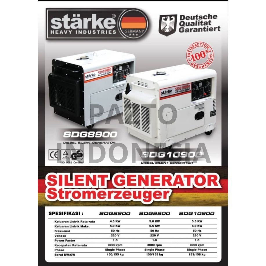 Starke Generator Genset Diesel Silent 6 KVA 6500 6000 Watt 6 6.5 KW Solar SDG 10900