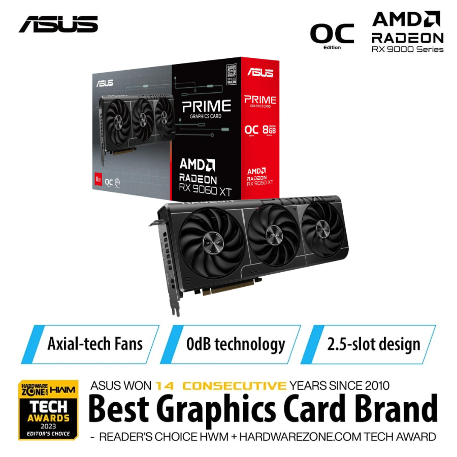 ASUS PRIME RX 9060 XT 8GB OC GDDR6 9060XT 128BIT 8G VGA AMD RADEON 3 FAN
