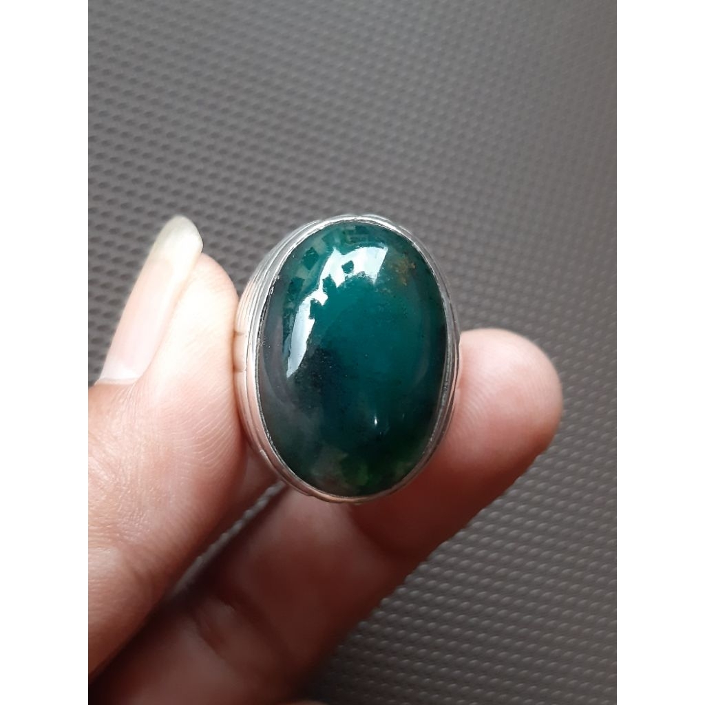 Natural Bacan Doko Asli Big Size Ring Perak